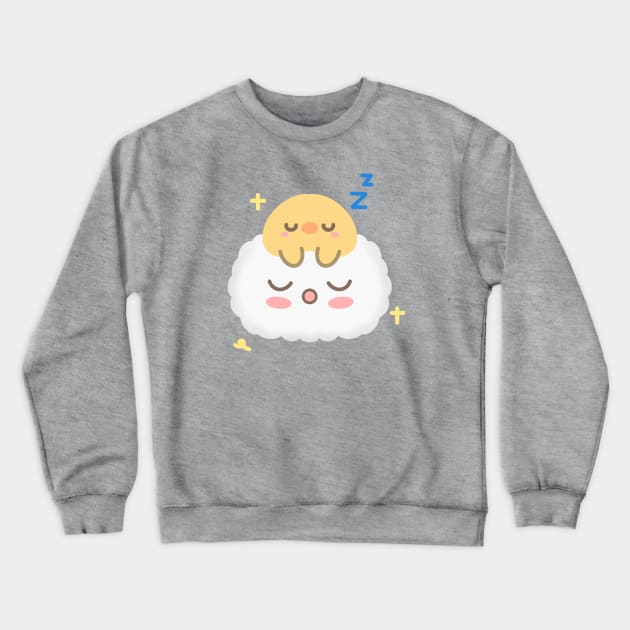 Chick sleeping in a cloud Crewneck Sweatshirt by Cloudy Cloud Bunny